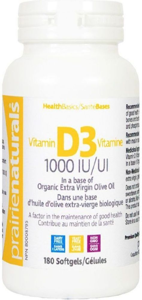 PRAIRIE NATURALS Vitamin D3 (1000 IU - 180 sgels)