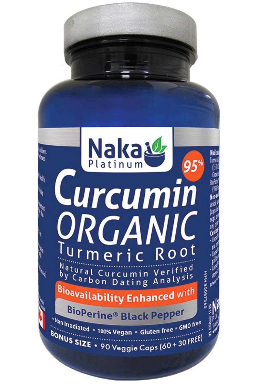 NAKA Platinum Curcumin Organic w BioPerine (90 veg caps)