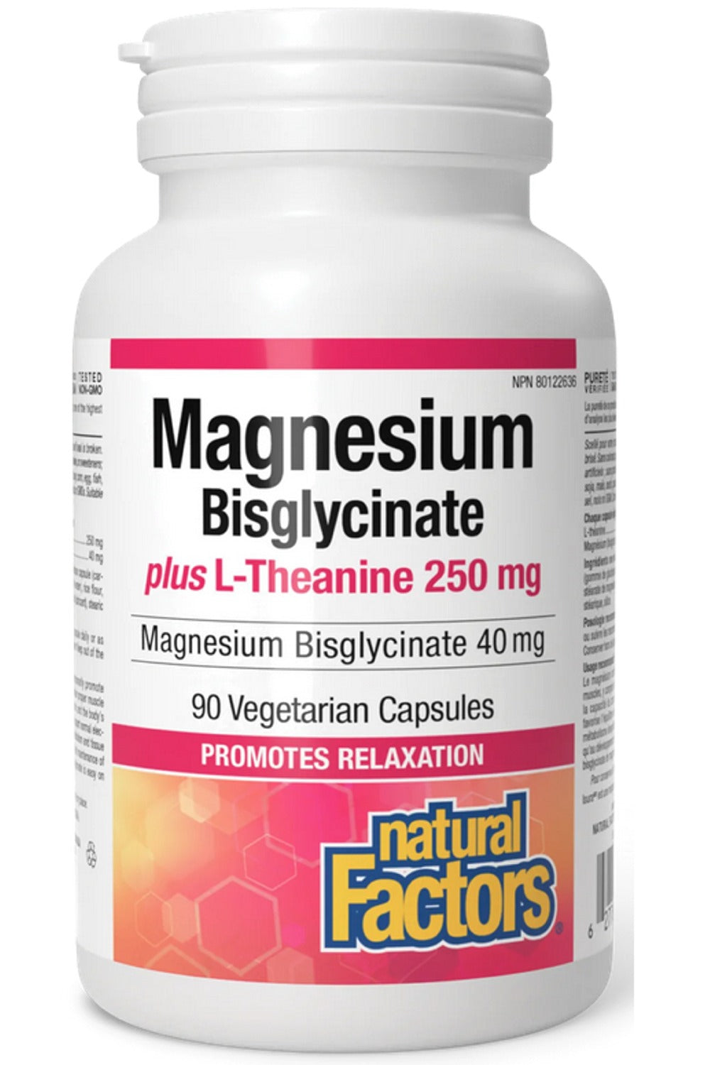 NATURAL FACTORS Magnesium Bisglycinate 100 mg plus L-Theanine 125 mg (90 vcaps)