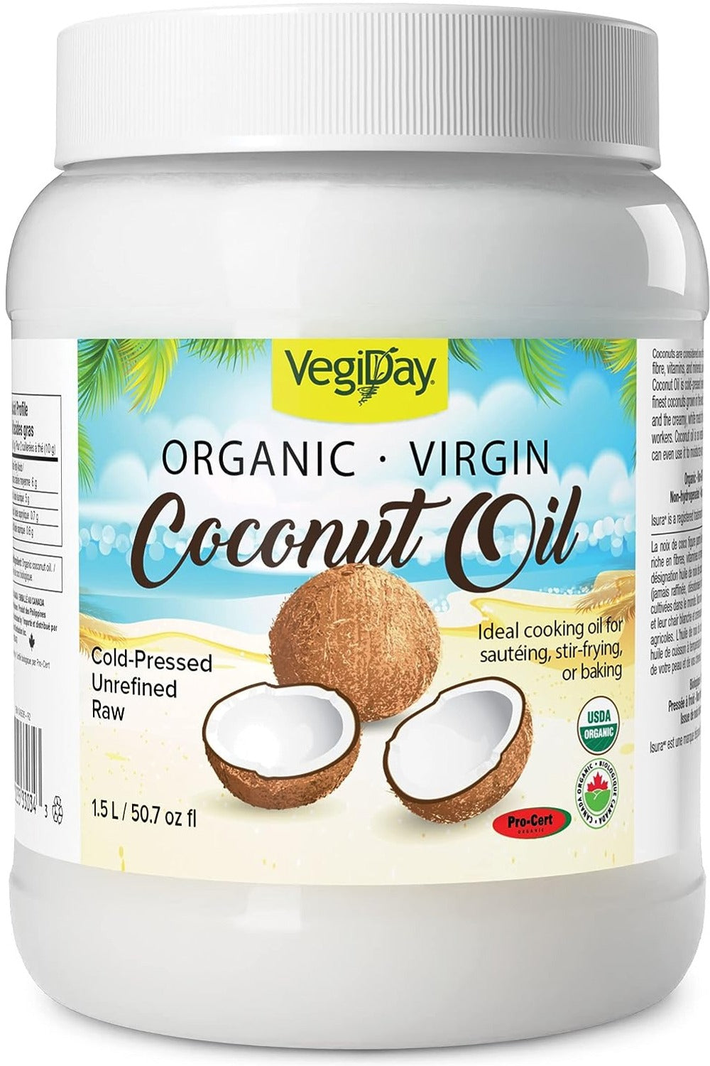 VEGIDAY Organic Virgin Coconut Oil (1.5 L)