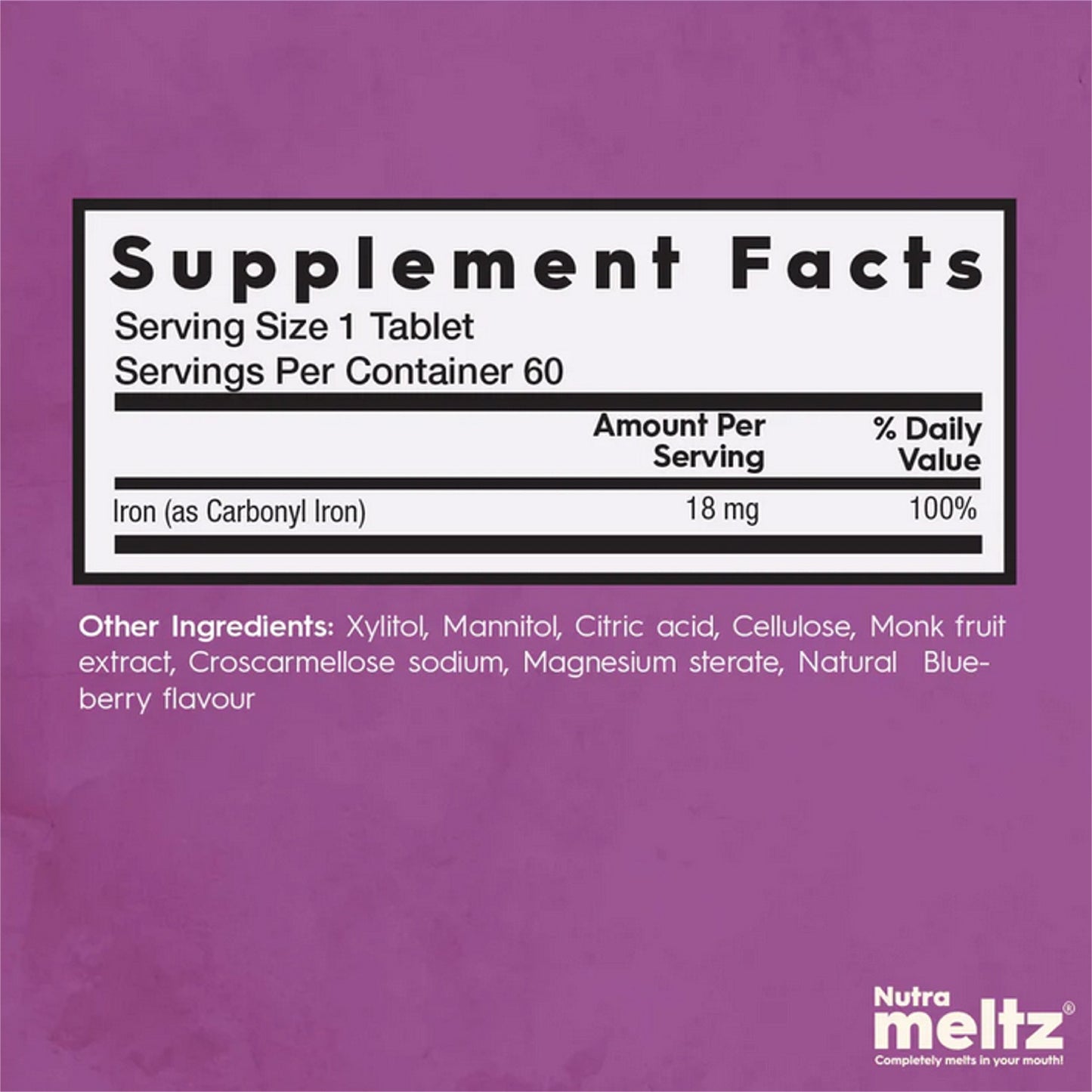NUTRAMELTZ Carbonyl Iron (18 mg - 60 Melts)