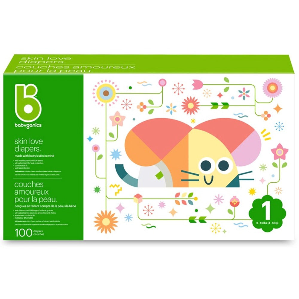 BABYGANICS Diapers - Size 1 Box - 100 ct