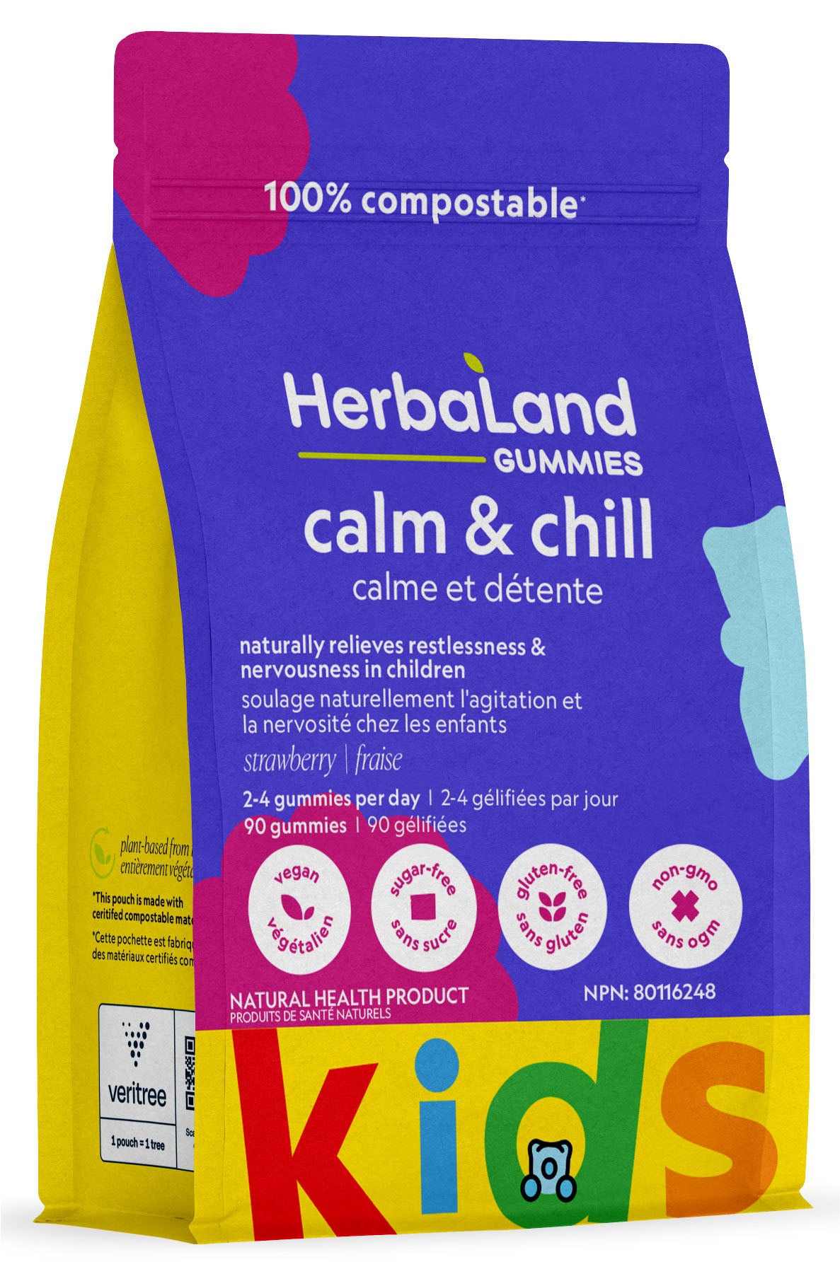 HERBALAND Kid's Calm & Chill (Strawberry - 90 gummies)